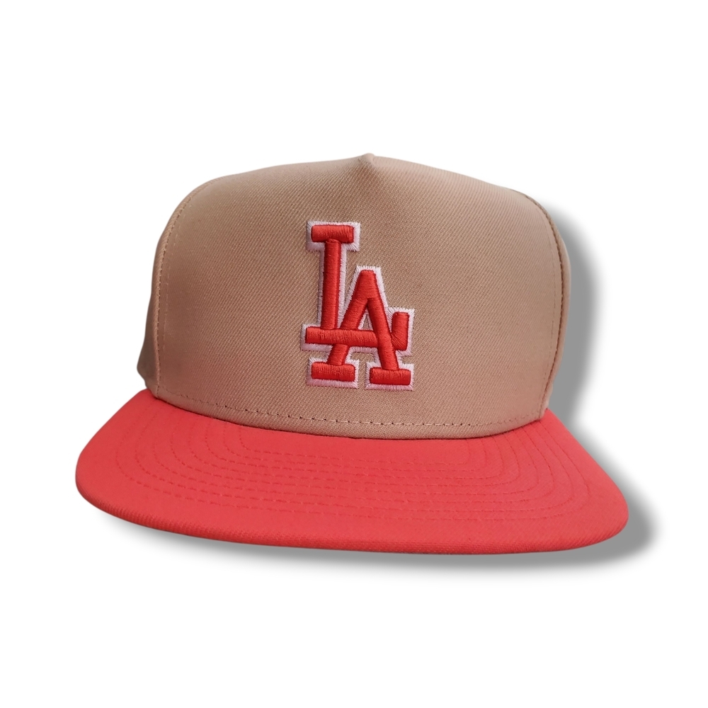 LA Dodgers New Era Beige/Coral Two-Tone Color Pack A-Frame 59Fifty Fitted Size 7 - Picture 2 of 9